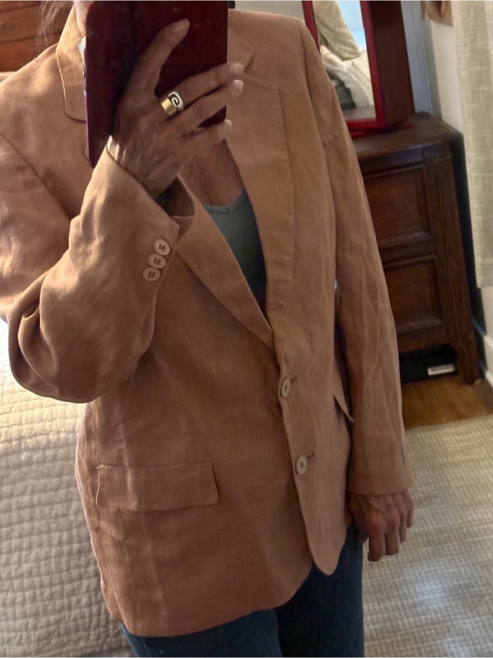 Vintage Austin Reed lined linen blazer in taupe tan Sz 6 / 8